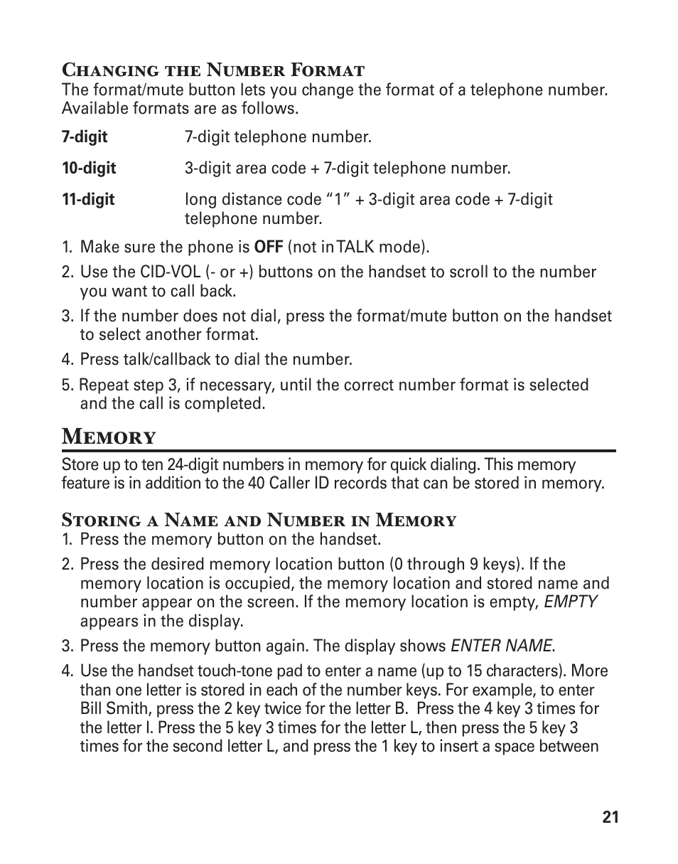 Changing the number format | GE 25860 User Manual | Page 21 / 76