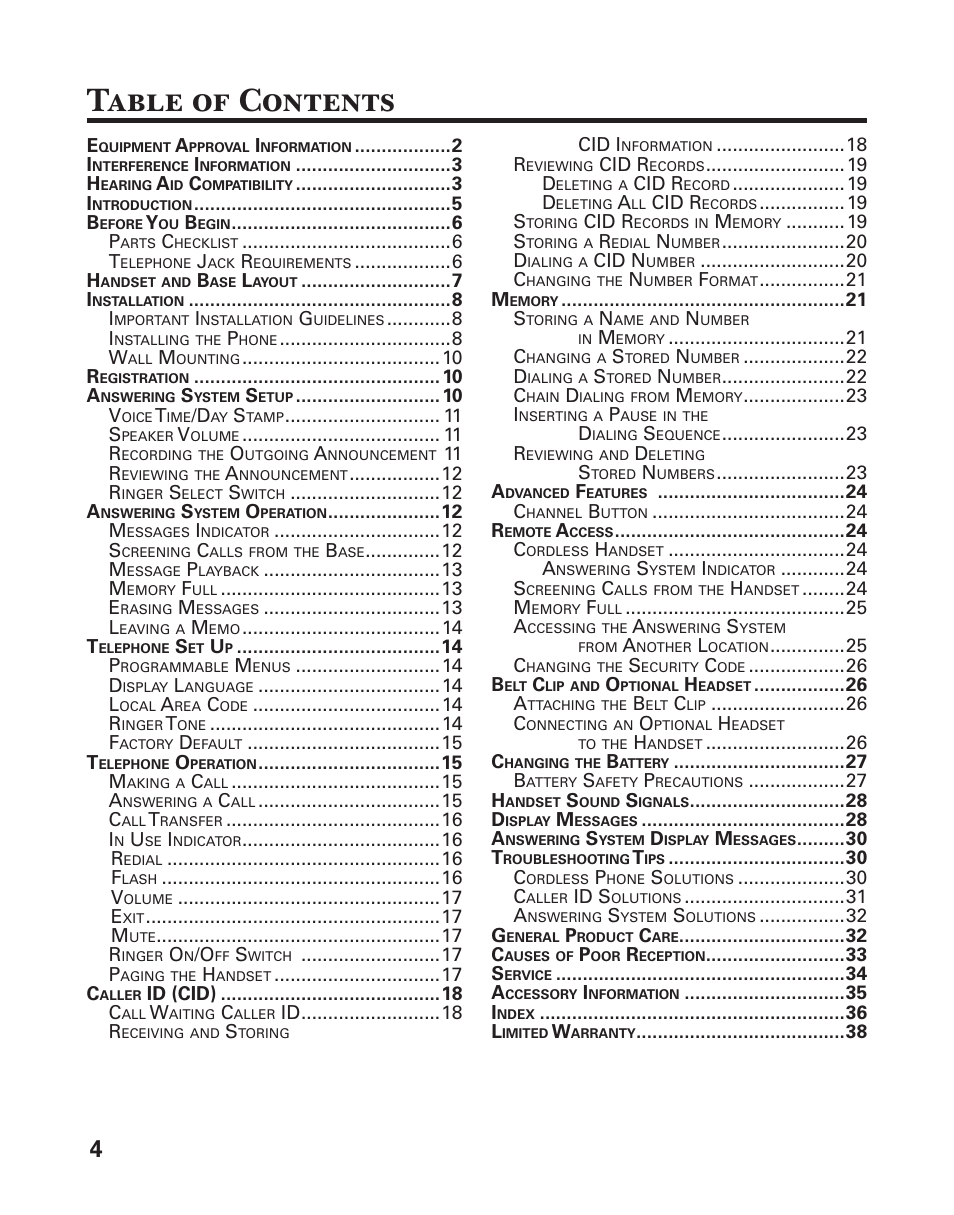 GE 25860 User Manual | Page 4 / 76