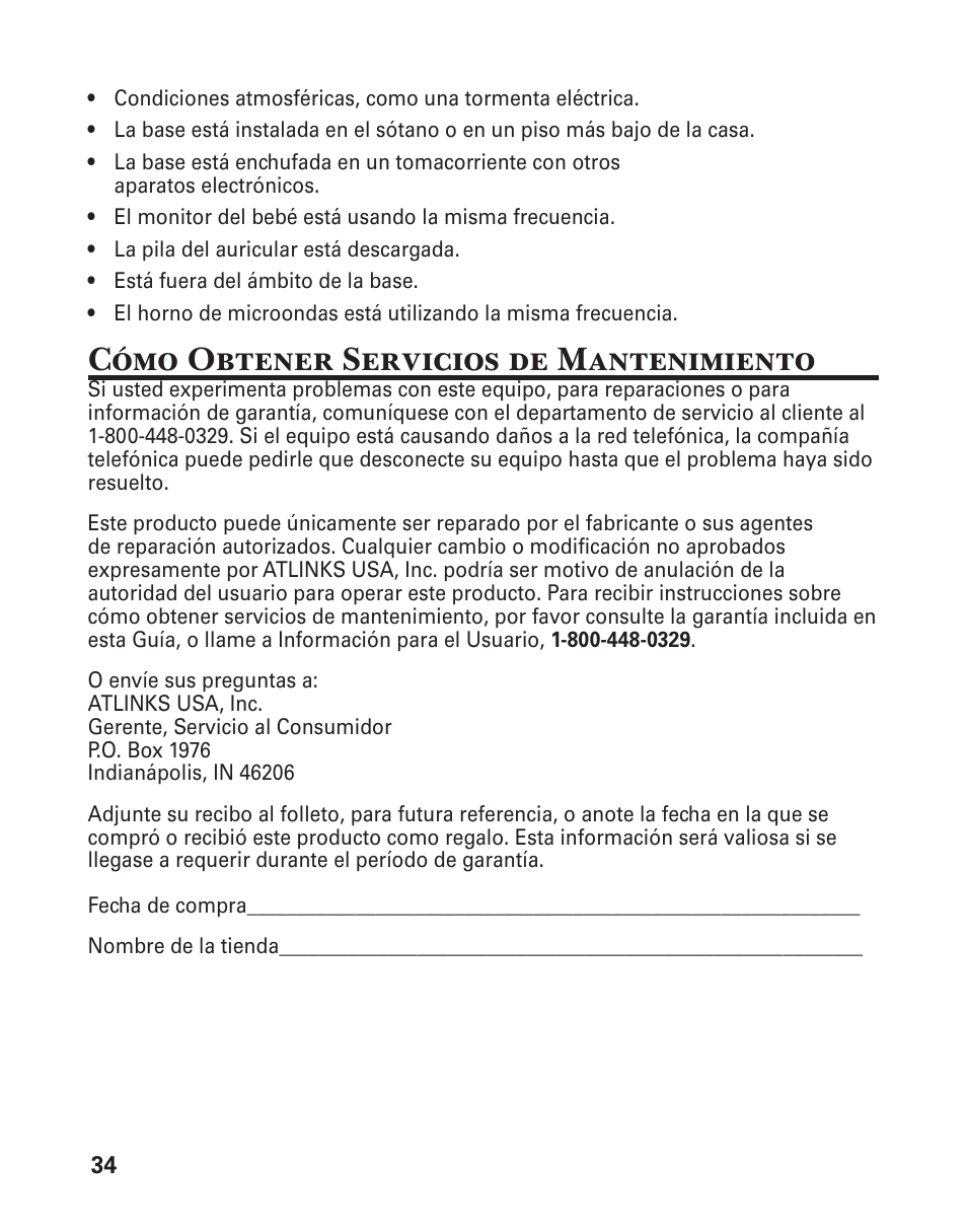 Cómo obtener servicios de mantenimiento | GE 25860 User Manual | Page 72 / 76