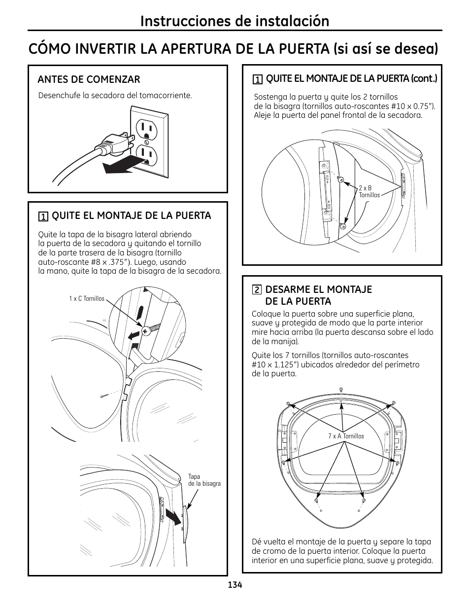 Instrucciones de instalación | GE UPVH890 User Manual | Page 134 / 152