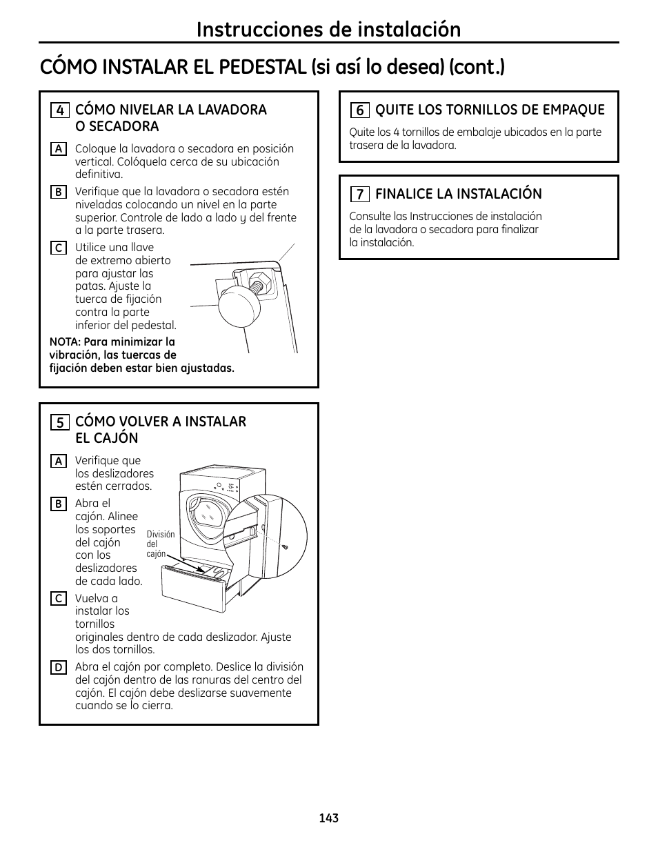 Instrucciones de instalación | GE UPVH890 User Manual | Page 143 / 152
