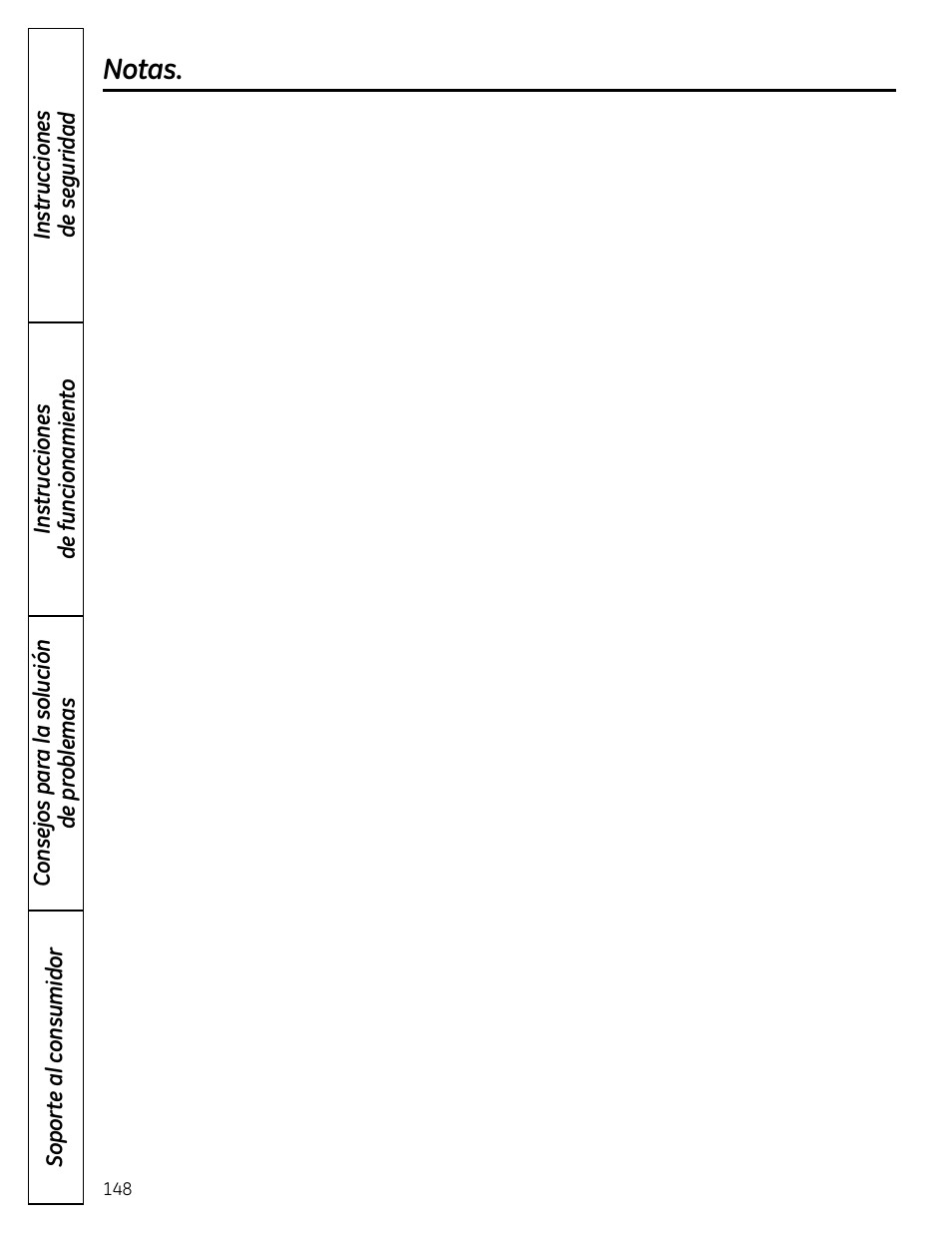 Notas | GE UPVH890 User Manual | Page 148 / 152