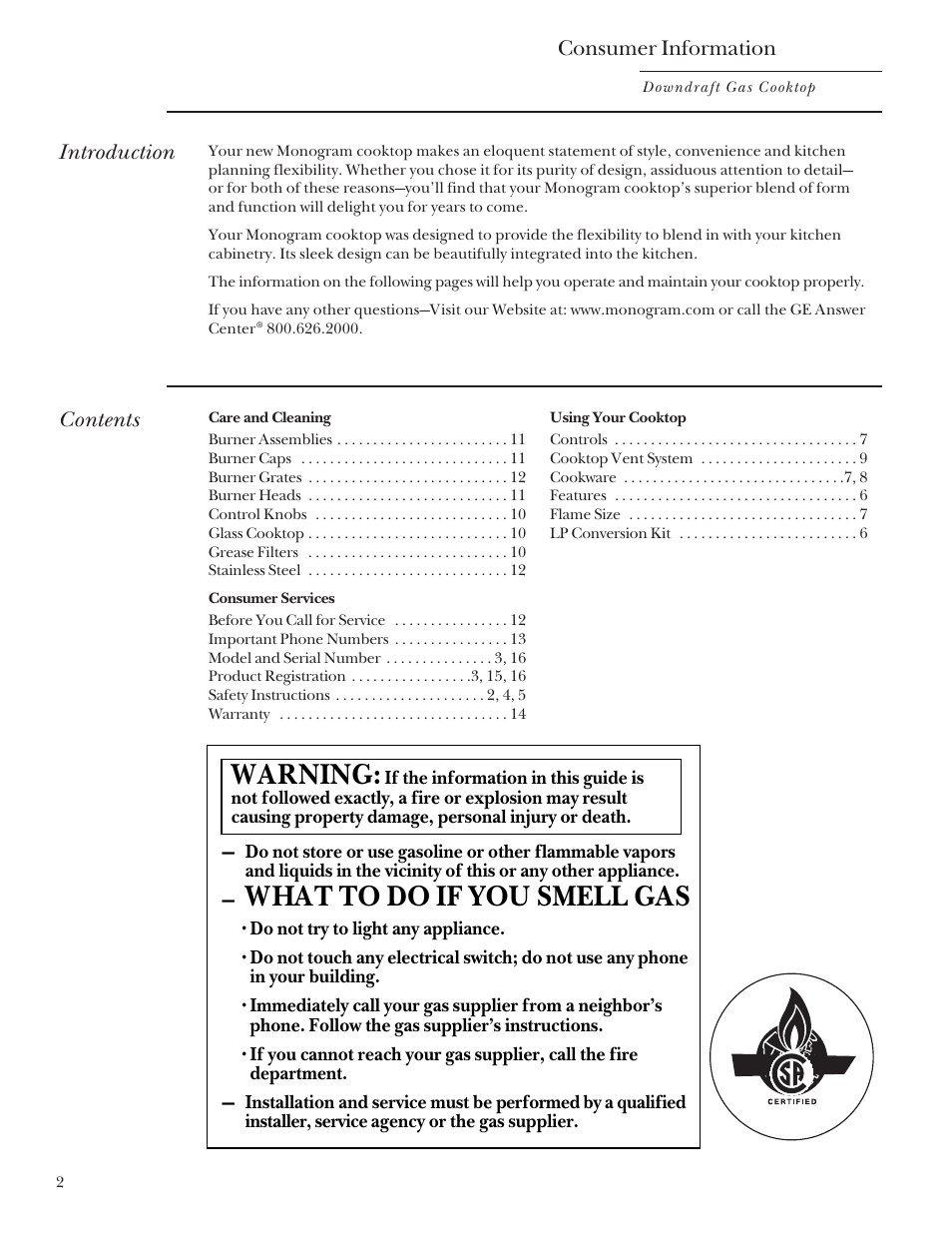 GE Monogram ZGU3650BBBG User Manual | Page 2 / 16