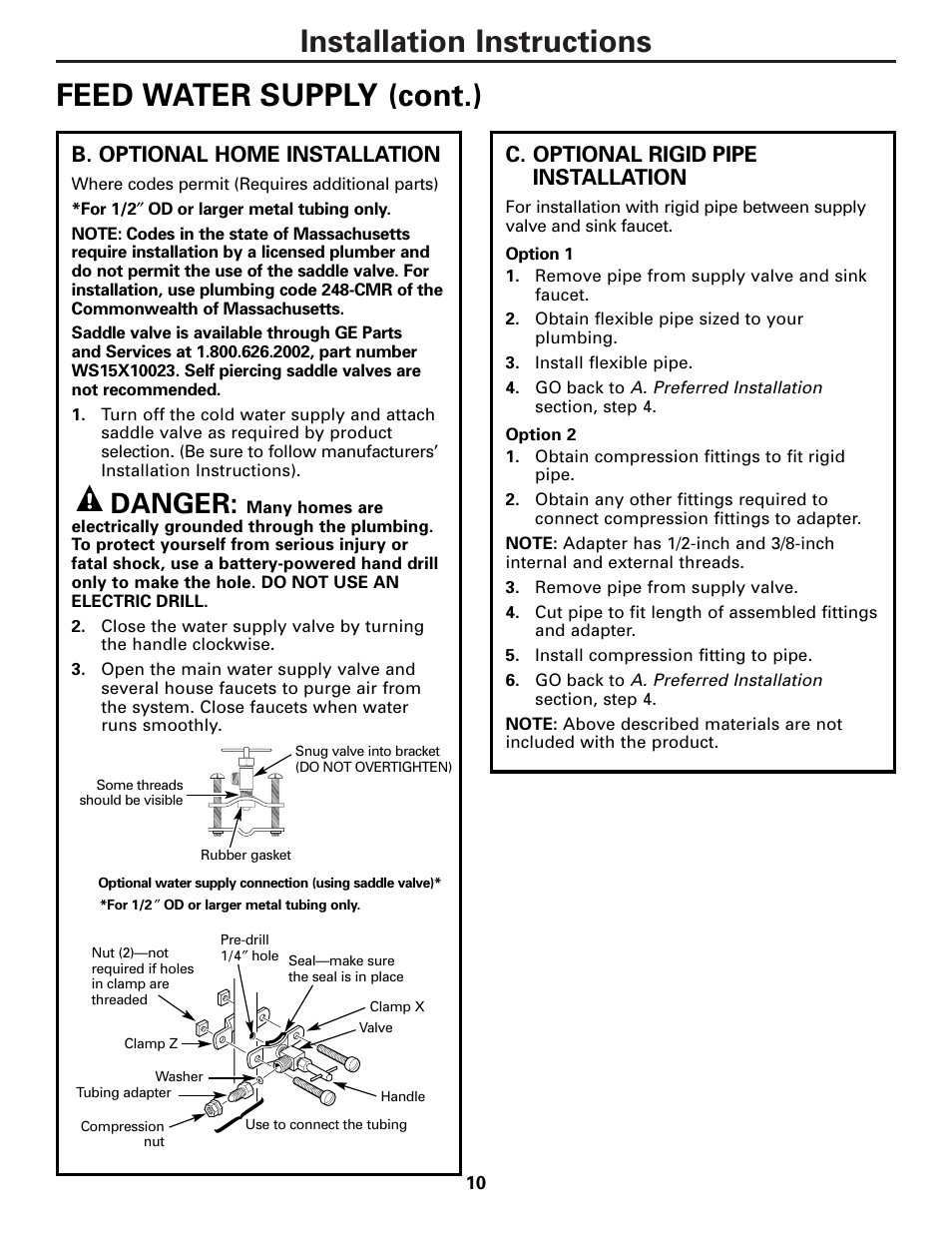 Danger | GE PNRQ21LBN User Manual | Page 10 / 84