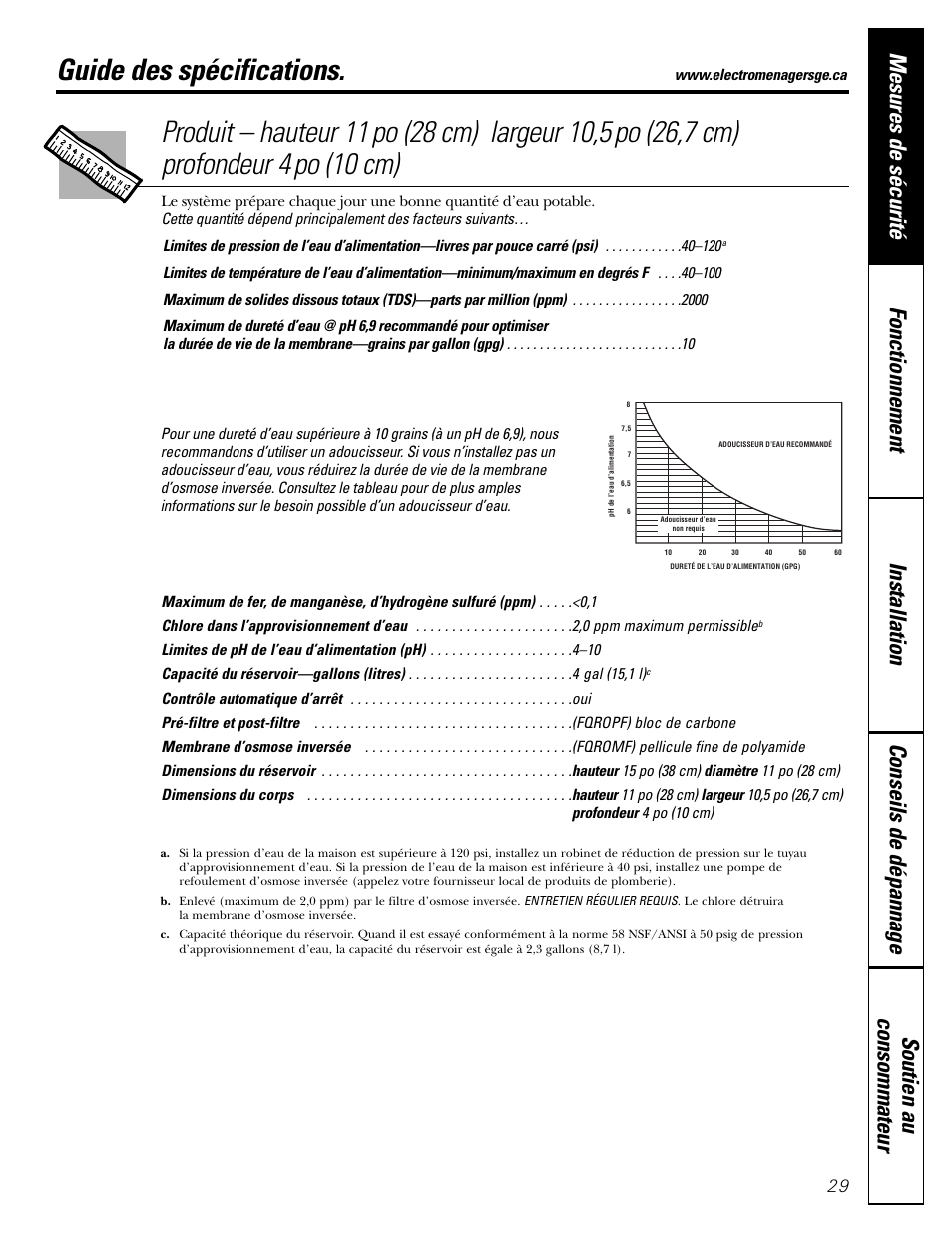 Guide des spécifications | GE PNRQ21LBN User Manual | Page 29 / 84