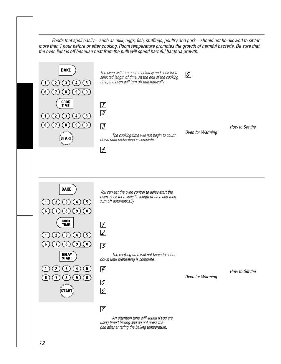 Using the timed baking and roasting features | GE JCT 915 User Manual | Page 12 / 32