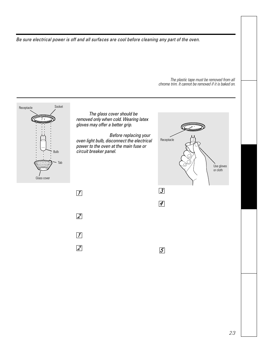 Care and cleaning of the oven, Caution | GE JCT 915 User Manual | Page 23 / 32