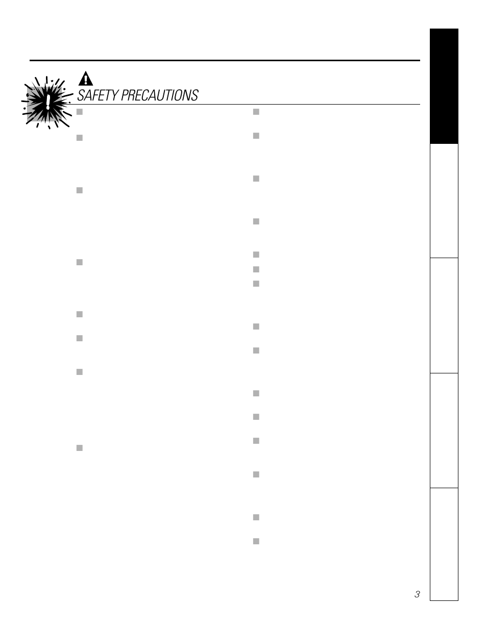 Warning, Caution, Safety precautions | GE JCT 915 User Manual | Page 3 / 32