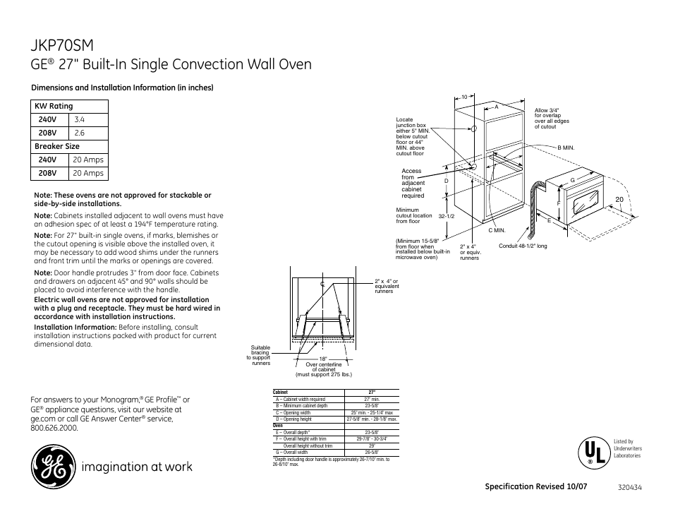 GE JKP70SMSS User Manual | 3 pages