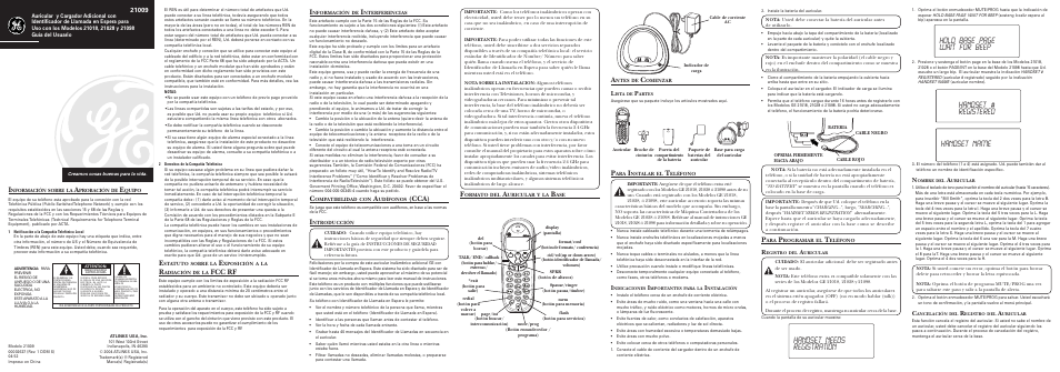 Handset needs registration, Fcc rf, Cca) | GE 00001583 User Manual | Page 3 / 4