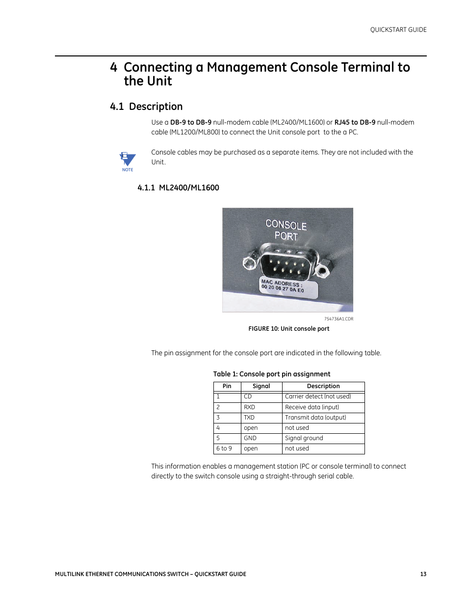 1 description | GE MULTILINK 1601-9026-A3 User Manual | Page 17 / 70