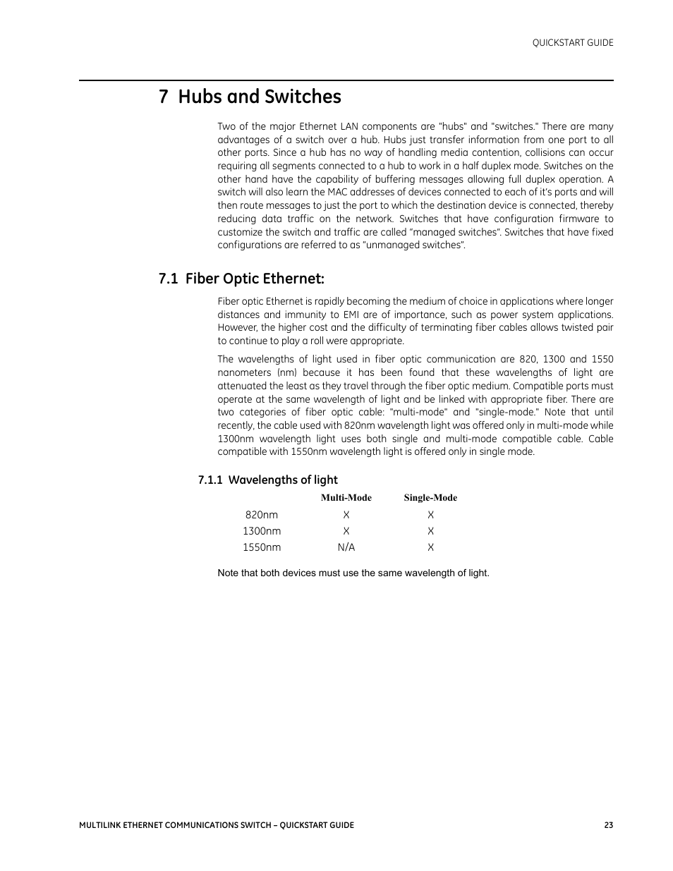 7 hubs and switches, 1 fiber optic ethernet | GE MULTILINK 1601-9026-A3 User Manual | Page 27 / 70