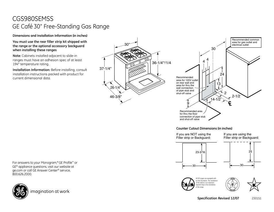 GE CGS980SEMSS User Manual | 2 pages