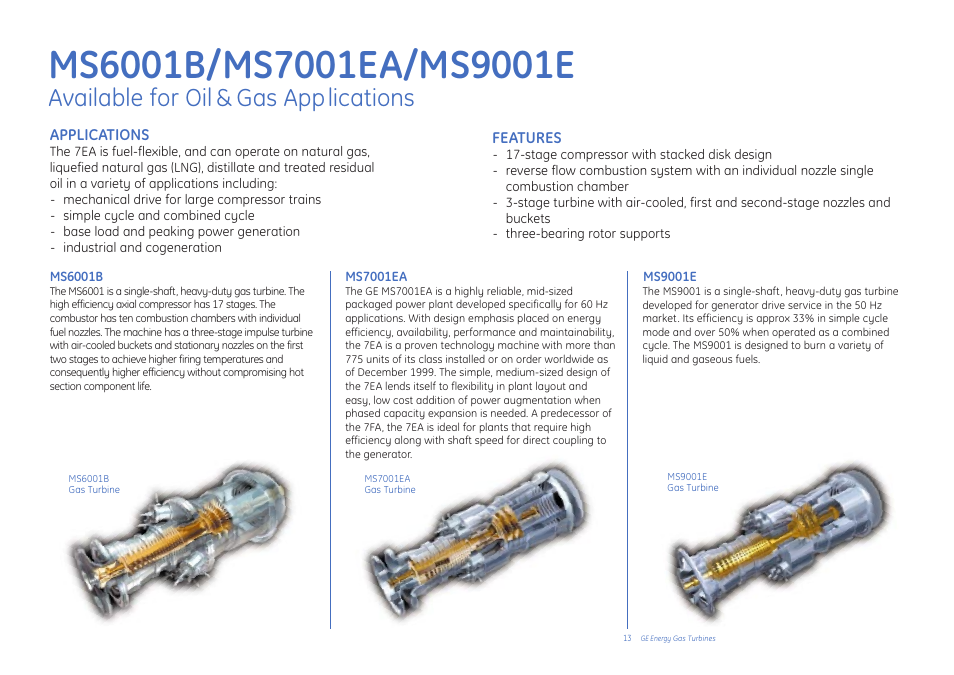 Available for oil & gas app lications | GE Gas Turbine User Manual | Page 13 / 31