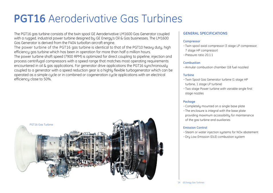 Pgt16 aeroderivative gas turbines | GE Gas Turbine User Manual | Page 14 / 31