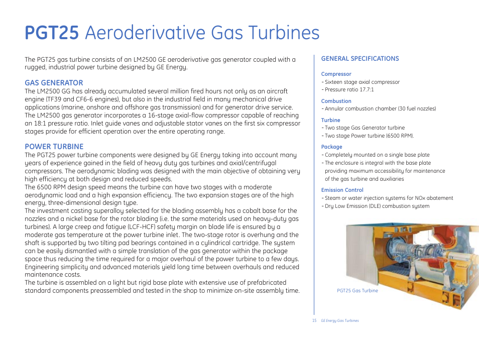 Pgt25 aeroderivative gas turbines | GE Gas Turbine User Manual | Page 15 / 31