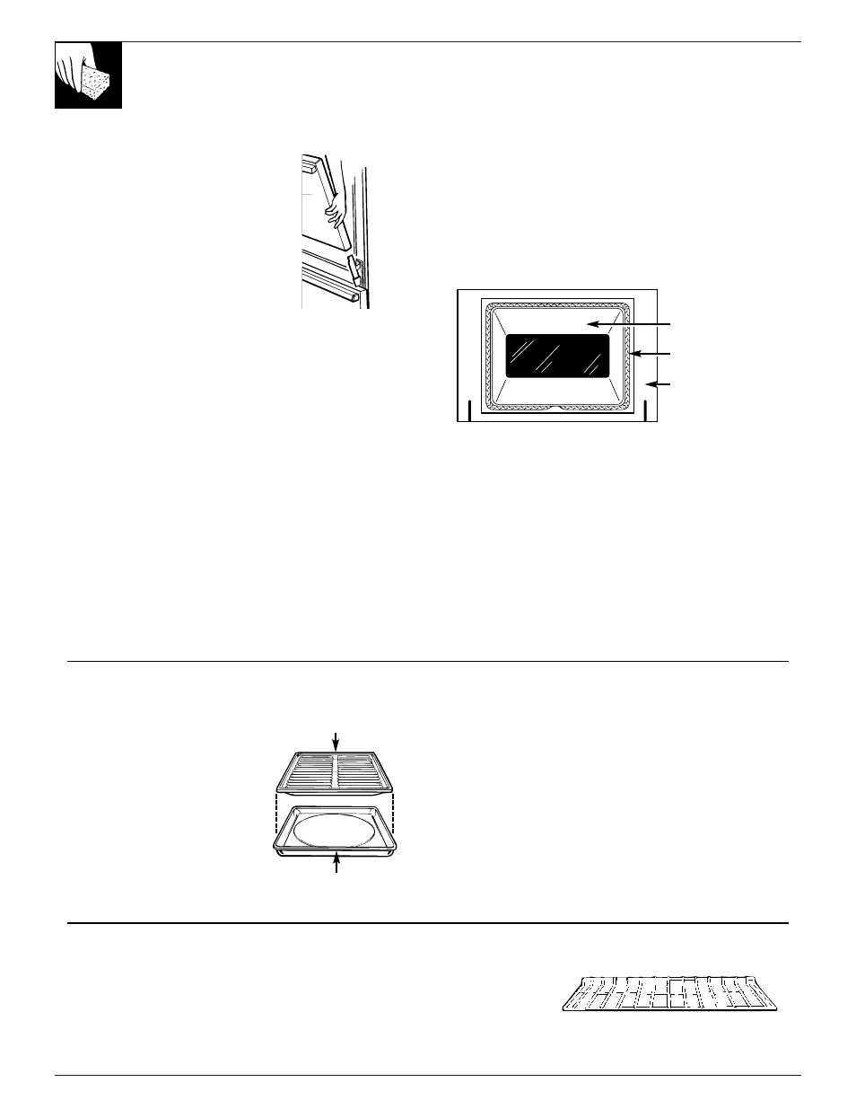 Broiler pan and grid, Door removal, Care and cleaning | GE EGR2000 User Manual | Page 30 / 52