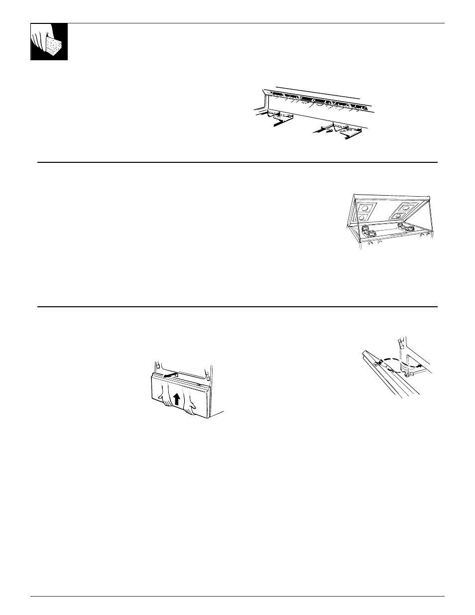 Lift-up cooktop, Oven vents, Care and cleaning | GE EGR2000 User Manual | Page 32 / 52