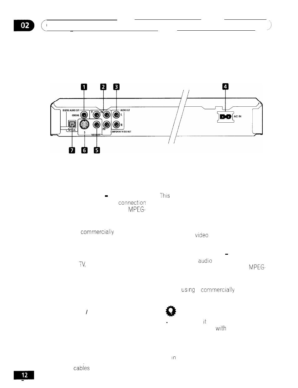 Rear panel connections, Connecting up rear panel connections | GE DV-354 User Manual | Page 12 / 61