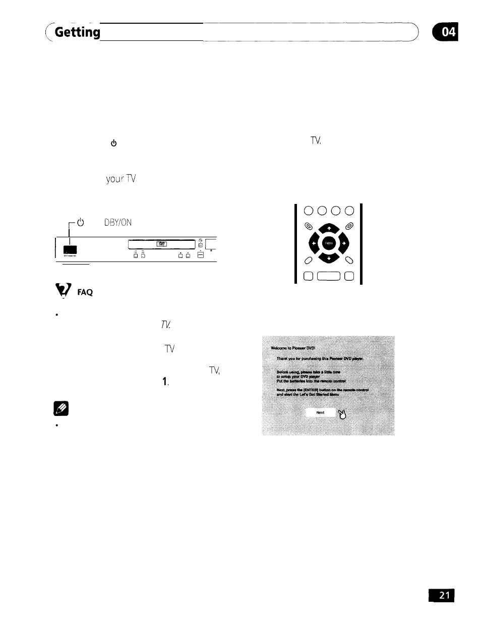 Getting started, Started switching on, Let’s get started | GE DV-354 User Manual | Page 21 / 61