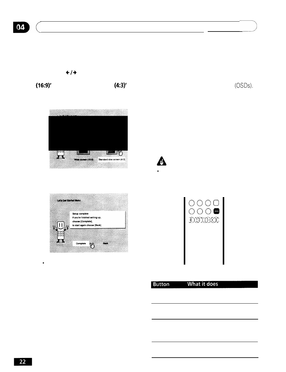 Using the on-screen displays, Getting started | GE DV-354 User Manual | Page 22 / 61