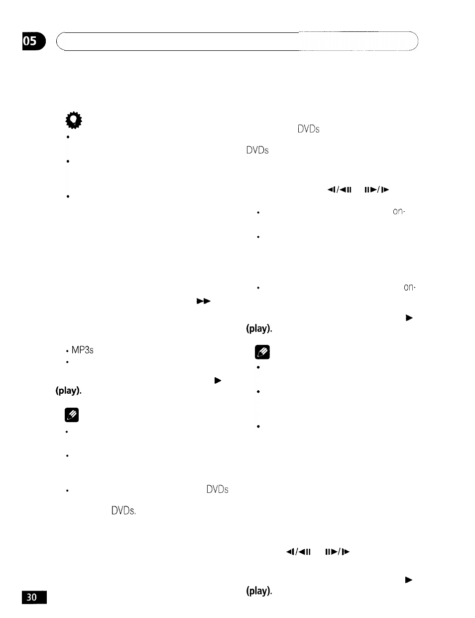 Scanning discs, Playing in slow motion, Frame advance/frame reverse | Playing discs | GE DV-354 User Manual | Page 30 / 61