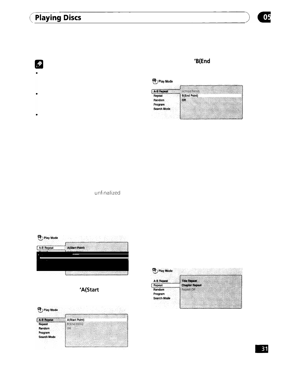 Looping a section of disc, Repeat play, A disc | Using repeat play | GE DV-354 User Manual | Page 31 / 61