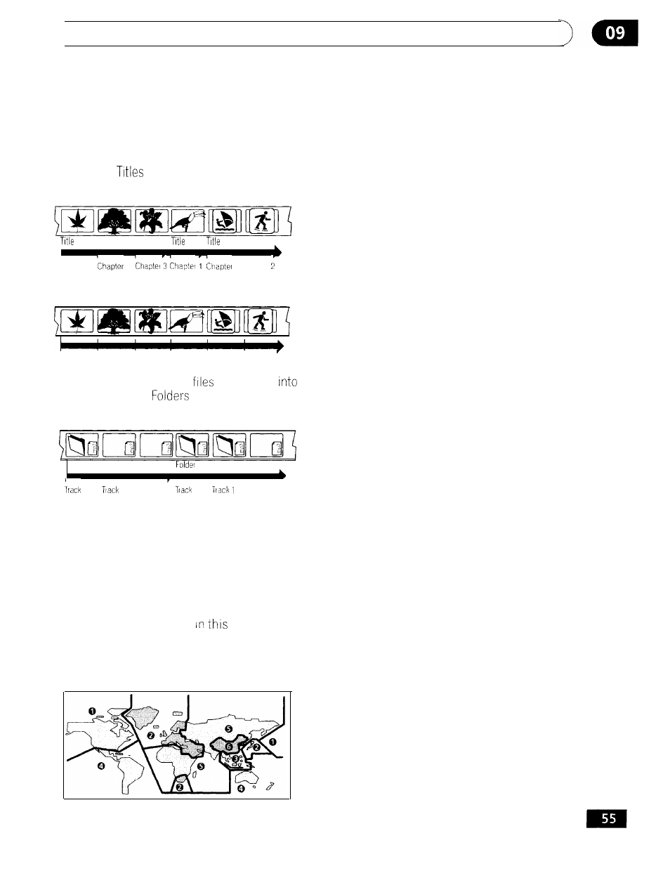 Additional information titles, chapters and tracks, Dvd-video regions | GE DV-354 User Manual | Page 55 / 61