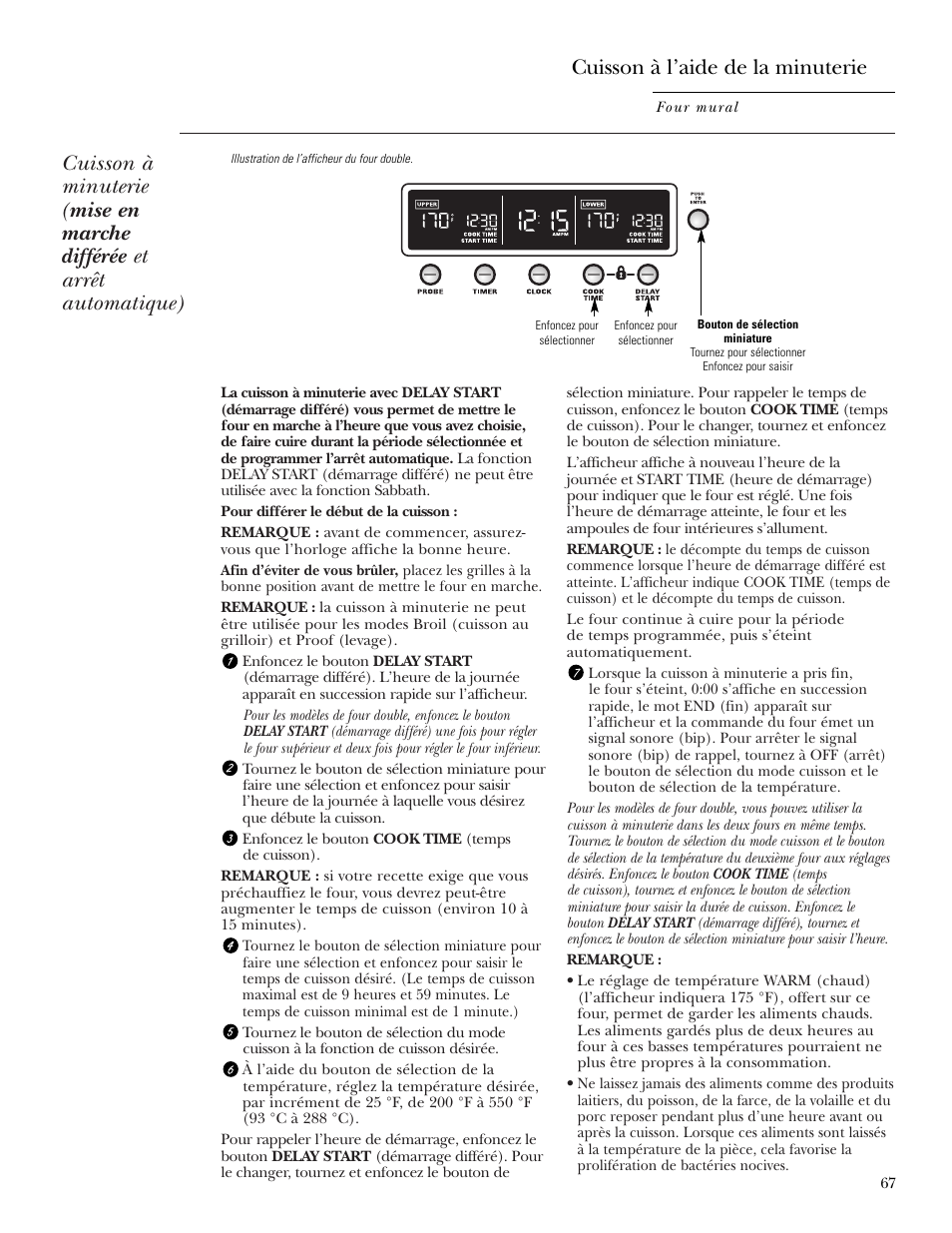 Cuisson à l’aide de la minuterie | GE ZET2S User Manual | Page 67 / 128