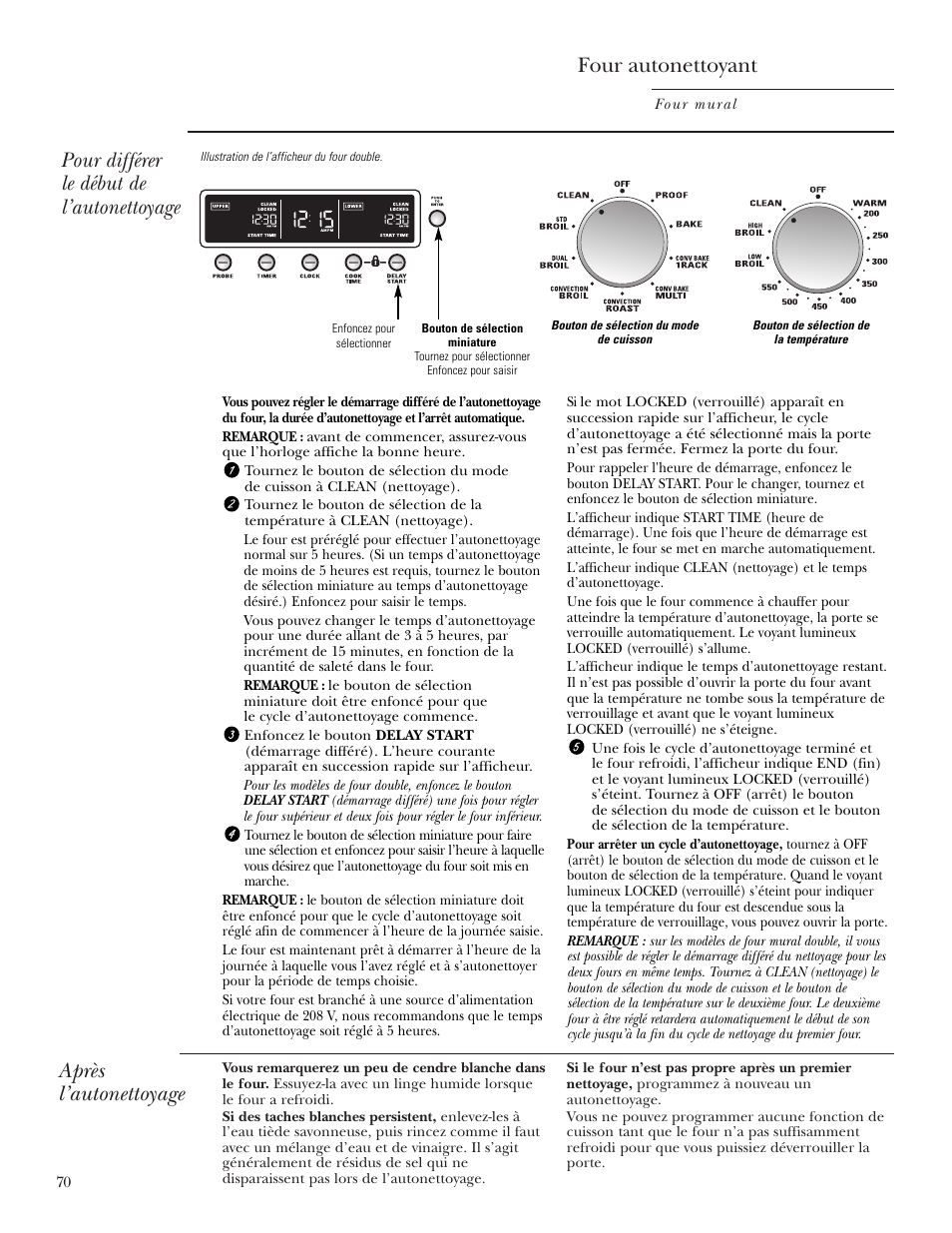 Après l’autonettoyage | GE ZET2S User Manual | Page 70 / 128