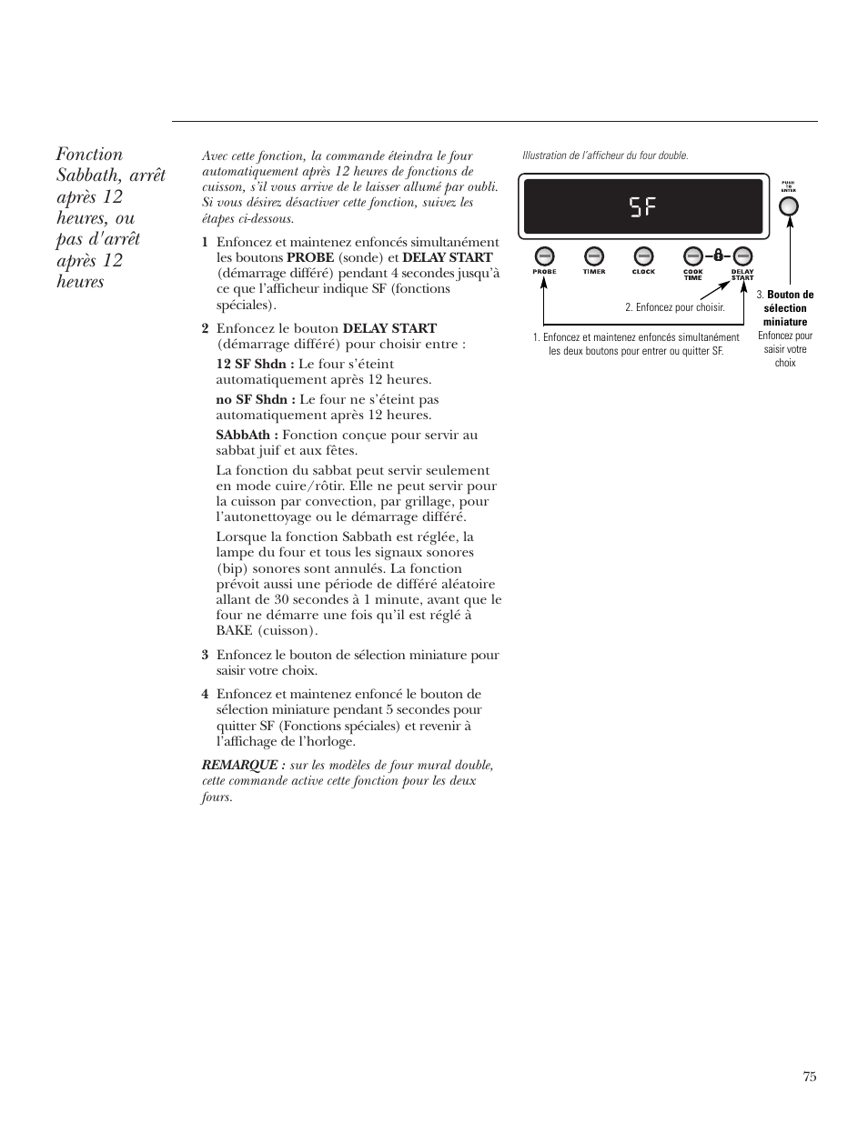 Fonction sabbath | GE ZET2S User Manual | Page 75 / 128