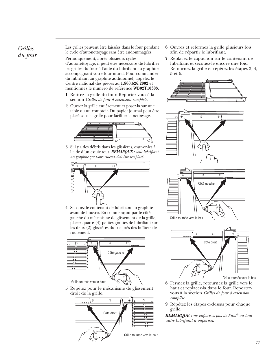 Grilles, Grilles du four | GE ZET2S User Manual | Page 77 / 128