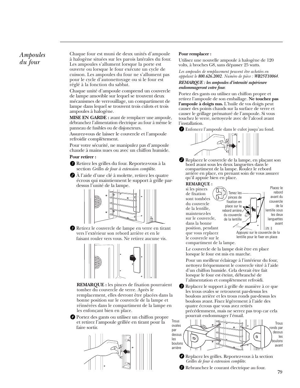 Ampoules du four | GE ZET2S User Manual | Page 79 / 128