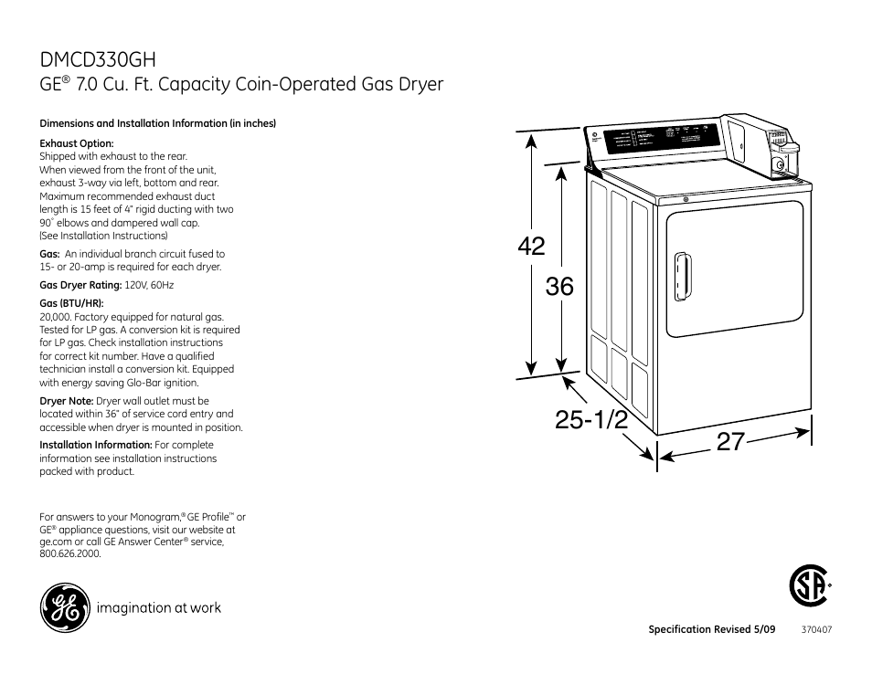 GE DMCD330GHWC User Manual | 3 pages