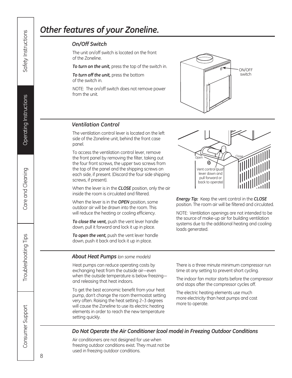 Other features of your zoneline | GE AZ85H12DAC User Manual | Page 8 / 28