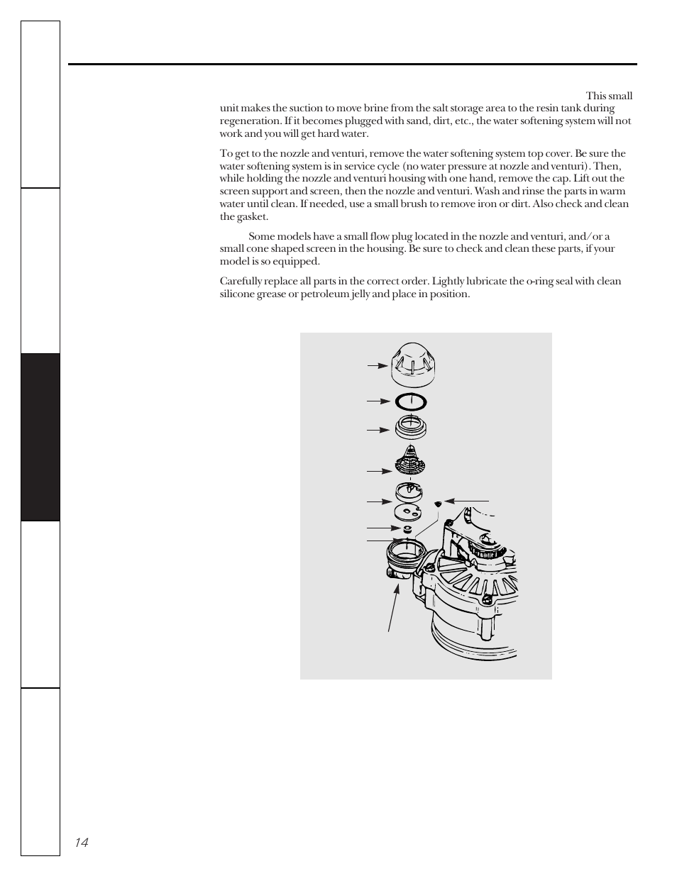 Cleaning the nozzle and venturi assembly, About the water softener system | GE MONACO 6000A User Manual | Page 14 / 28