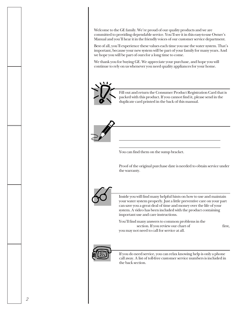 Troubleshooting tips, Customer service, For your records | Read this manual if you need service, Important | GE MONACO 6000A User Manual | Page 2 / 28