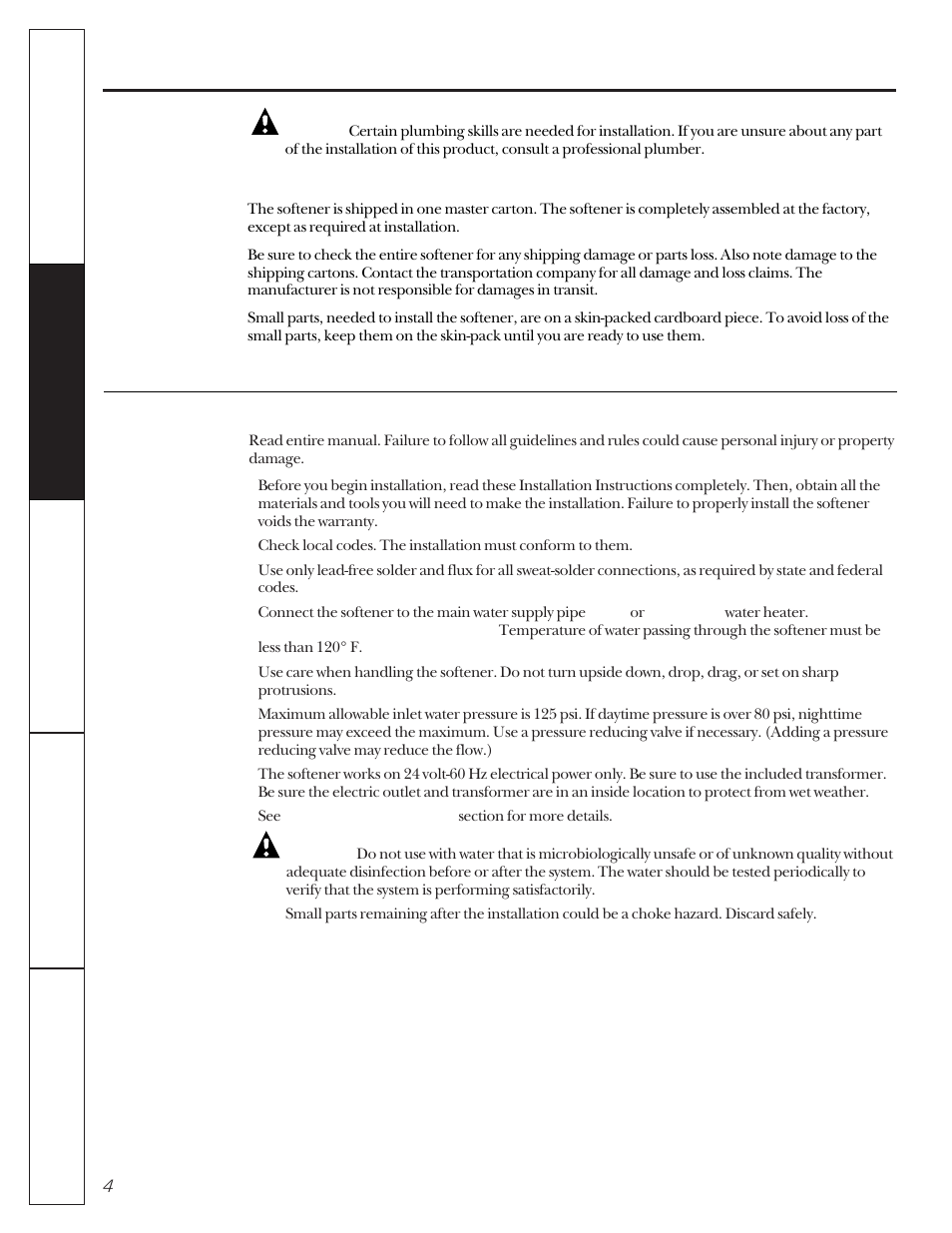 Installation instructions, Important recommendations | GE MONACO 6000A User Manual | Page 4 / 28