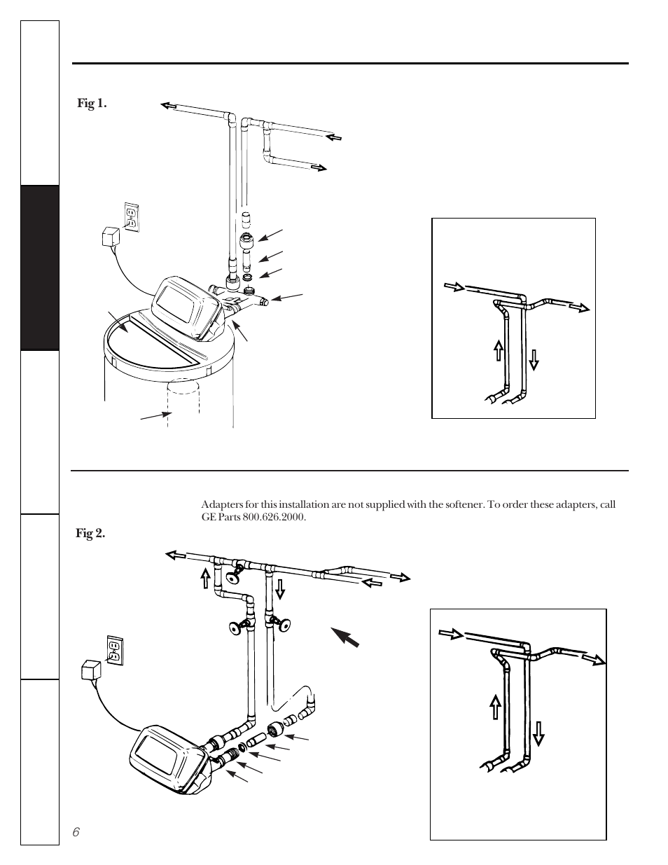 Installation instructions, Typical installation illustration, Optional 3-valve bypass installation illustration | GE MONACO 6000A User Manual | Page 6 / 28