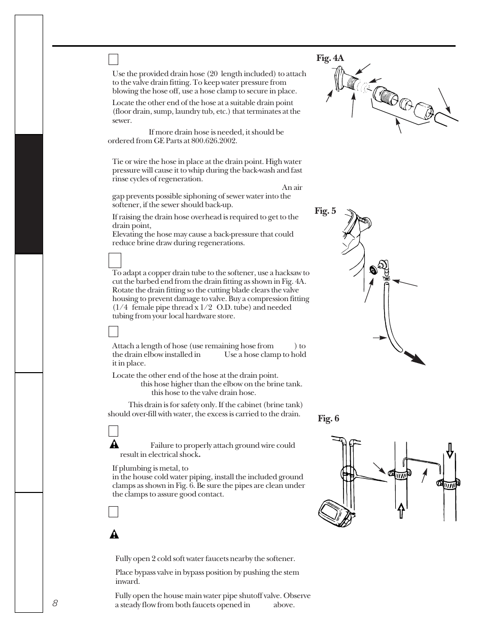 Drain connections, Step-by-step installation instructions | GE MONACO 6000A User Manual | Page 8 / 28