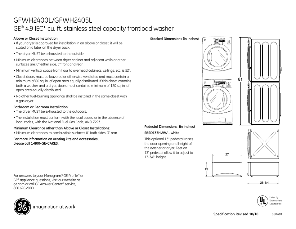 GE SBSD137HWW User Manual | Page 2 / 3