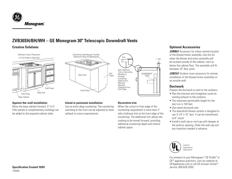 GE ZVB30SH/BH/WH User Manual | Page 2 / 4