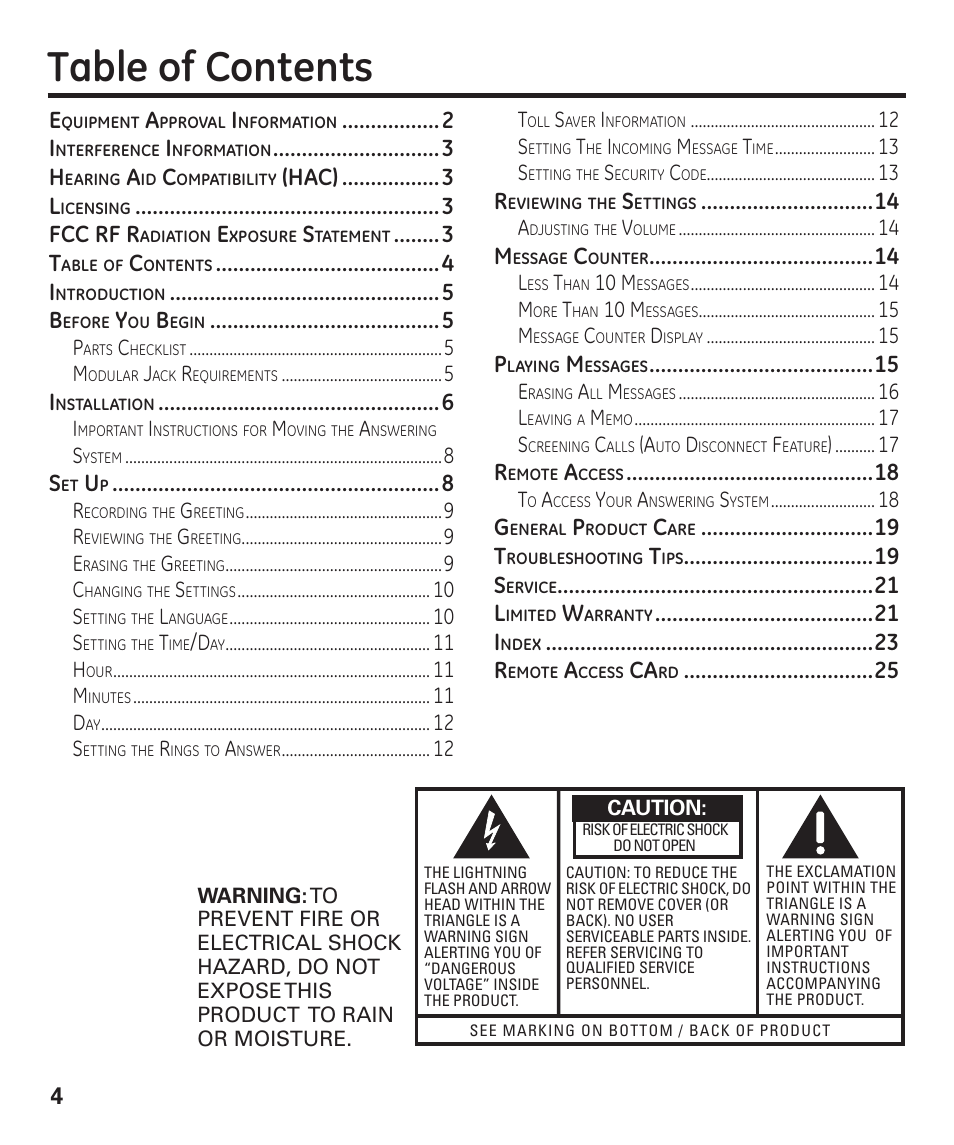 GE 00003287 User Manual | Page 4 / 52