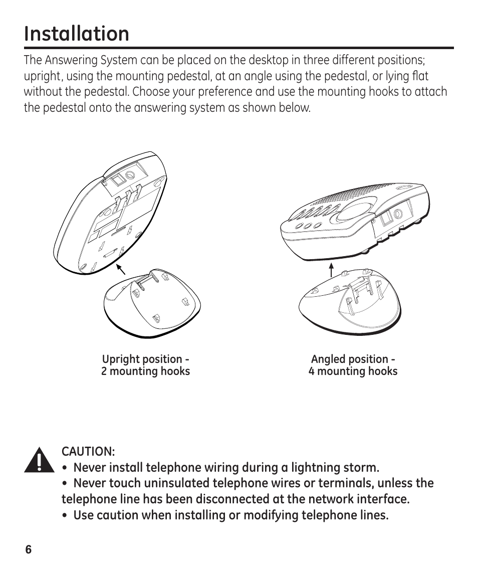 Installation | GE 00003287 User Manual | Page 6 / 52
