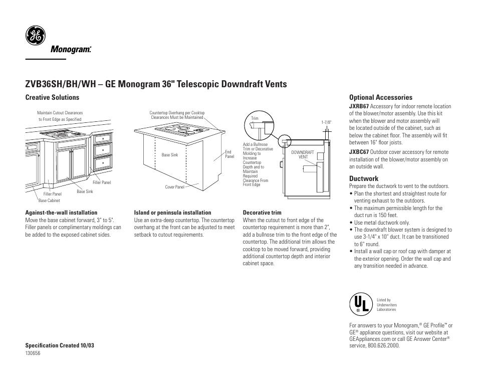 GE ZVB36BH User Manual | Page 2 / 4