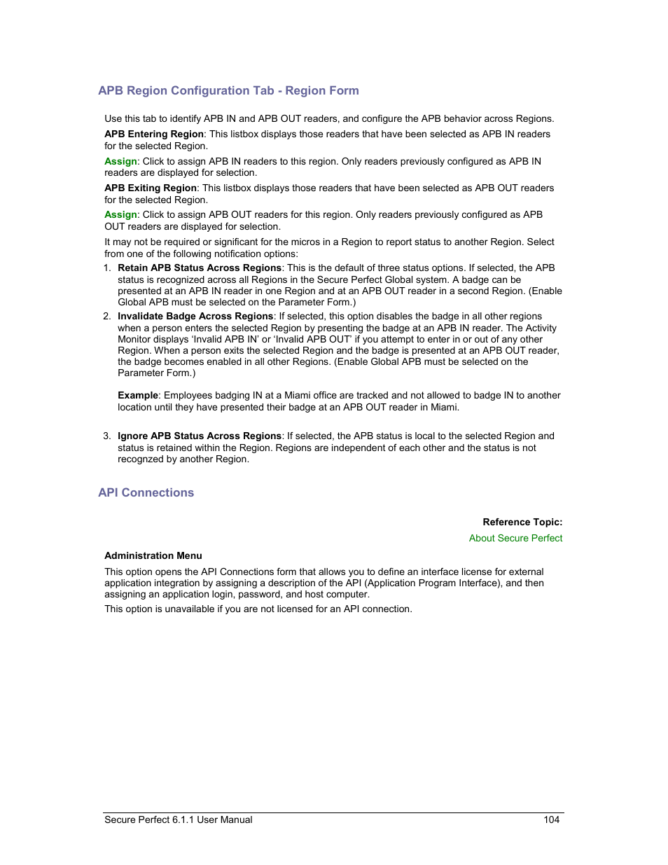 Apb region configuration tab - region form, Api connections, Apb region configuration | GE v6 User Manual | Page 106 / 269