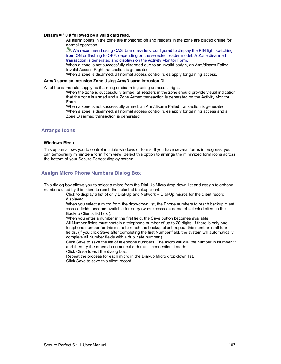 Arrange icons, Assign micro phone numbers dialog box | GE v6 User Manual | Page 109 / 269