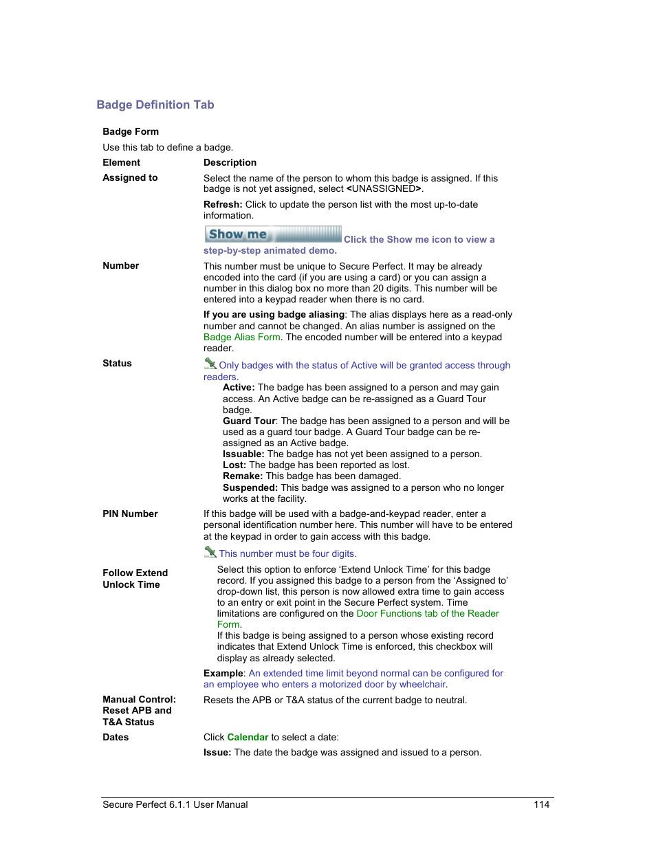 Badge definition tab, Badges | GE v6 User Manual | Page 116 / 269