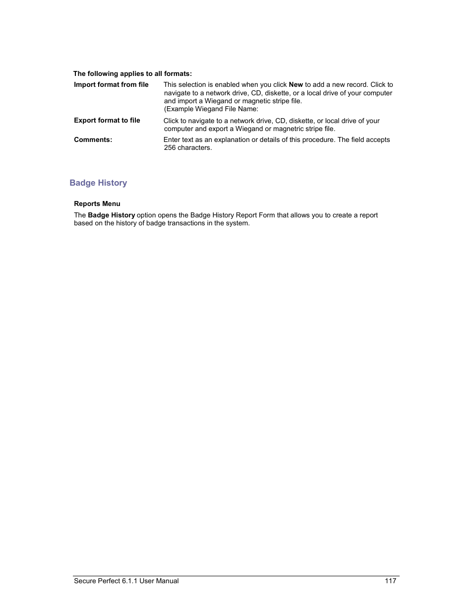 Badge history | GE v6 User Manual | Page 119 / 269