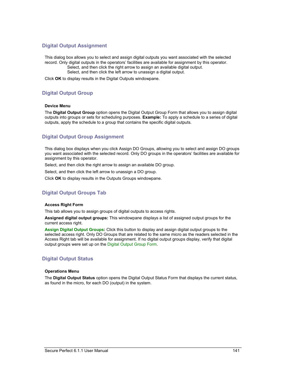 Digital output assignment, Digital output group, Digital output group assignment | Digital output groups tab, Digital output status | GE v6 User Manual | Page 143 / 269